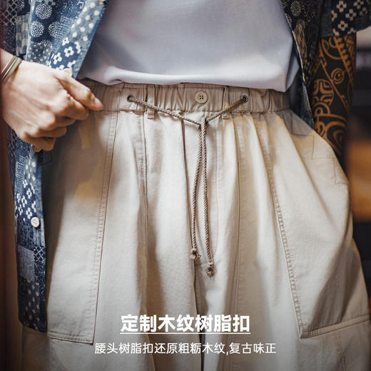 马登工装美式复古宽松气球裤廓形哈伦裤卡其色日系休闲长裤子男春 商品图3