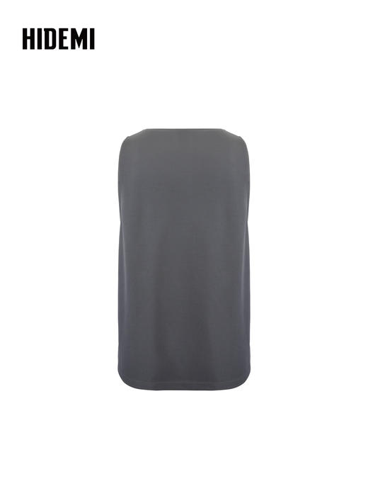 HIDEMI 设计感油蜡皮拼接套装深V领无袖背心上衣 商品图7