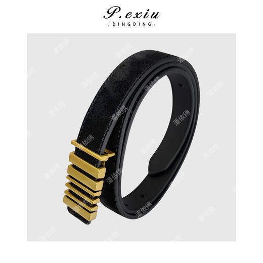 PanYiXiu/潘依绣牛皮绒面时髦小众按扣高级感腰带皮带CF2601 商品图1