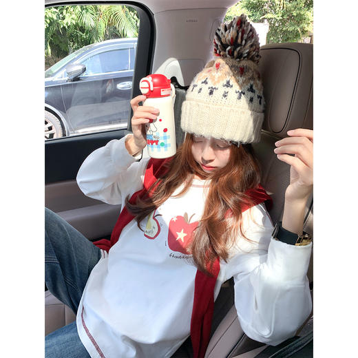 【110元任选2件】现货！韩系苹果印花加绒打底衫 商品图2