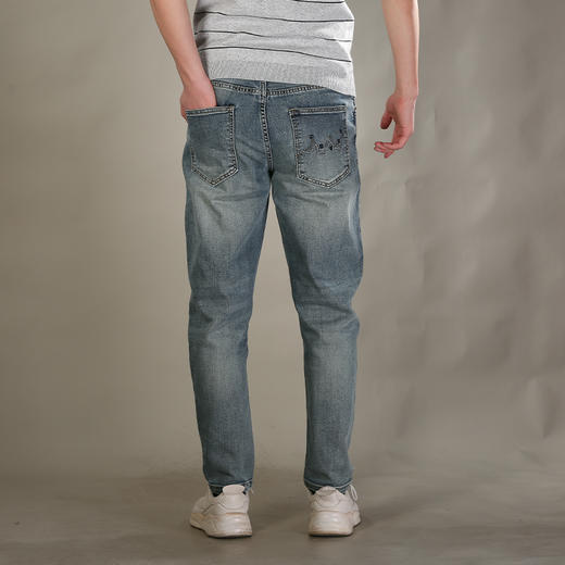 DRONKOO 2026 织带腰带表袋后幅波浪绣线字母中厚牛仔长裤 商品图4