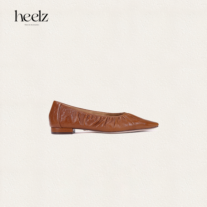 heelz设计师鞋履 | 手工褶皱羊皮鸭嘴奶奶鞋 1.5公分