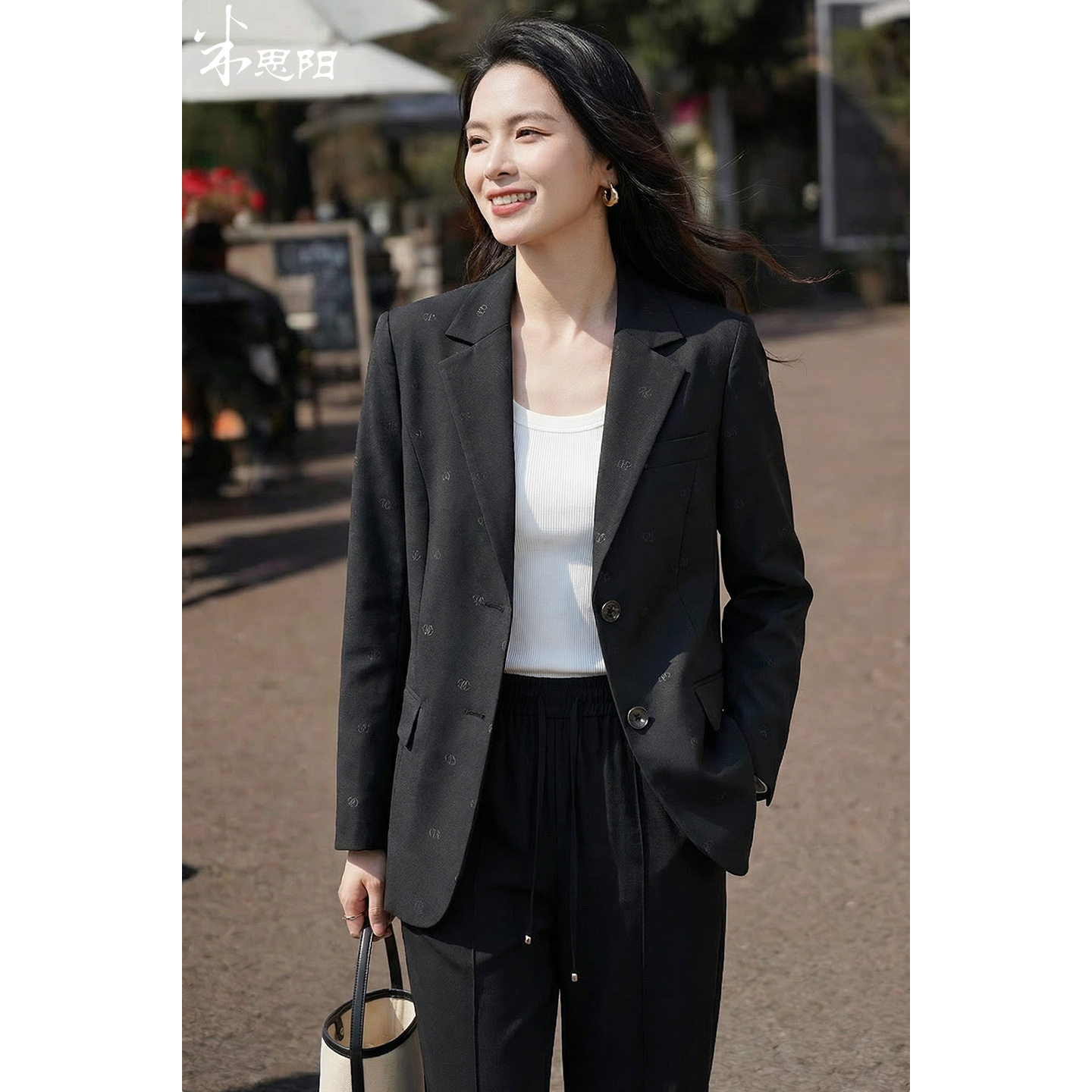 米思阳2026春季新款休闲气质宽松西服压花重工拼接搭配外套女0207