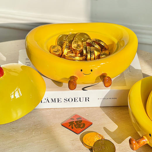 摩登主妇元宝干果盘桌面茶几可爱陶瓷糖带盖可爱乔迁新年结婚礼物 商品图2