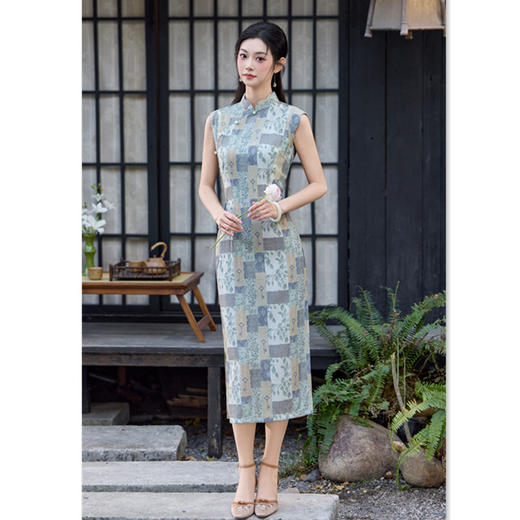 时尚改良新中式亚麻无袖，长款旗袍日常可穿旗袍GX-282332 商品图0