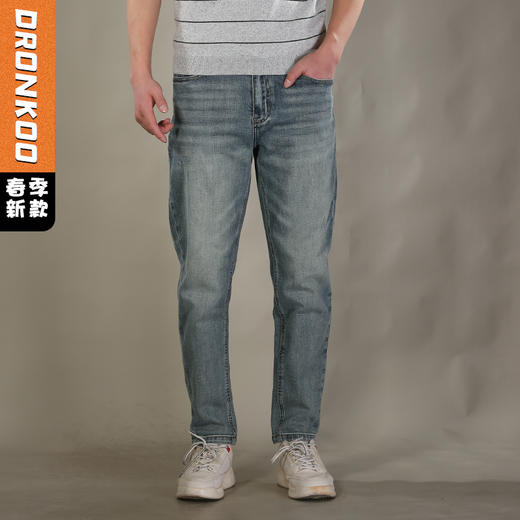 DRONKOO 2026 织带腰带表袋后幅波浪绣线字母中厚牛仔长裤 商品图0