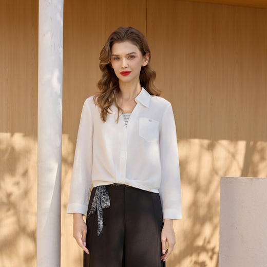 半身缘女装 春季假两件基础百搭舒适柔软透气小衫261313U05040251 商品图3