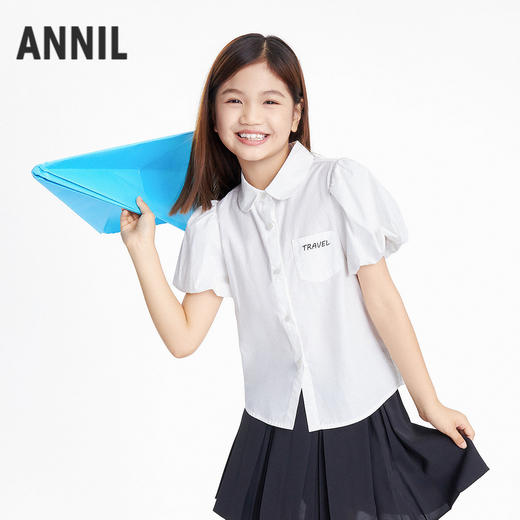 女童翻领短袖上衣夏季新款安奈儿童装EG621704 商品图1
