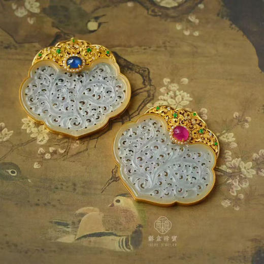 龢盒原创 白冰凝翠 银镶白冰如意大锁三用款 商品图1