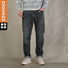 DRONKOO 2026 正常腰表袋后白棕绿小圆圈绣线中厚牛仔长裤