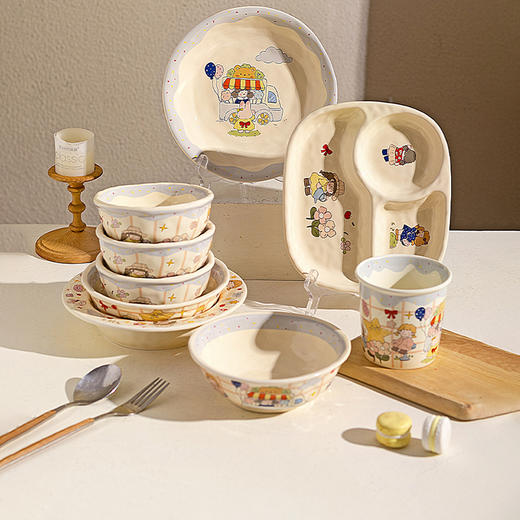 摩登主妇分餐盘家用餐具分餐饭碗具早餐盘子2026新款高颜值一人食 商品图0