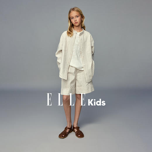 💕春3童装立领休闲长袖条纹衬衫/A版休闲条纹短款 商品图1