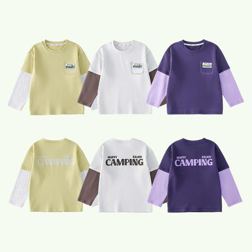 【100%棉 山系假两件糯糯T桖】棉花堂针织长袖T恤 A类面料  吸湿透气   不易起球   FA52152YX 商品图4