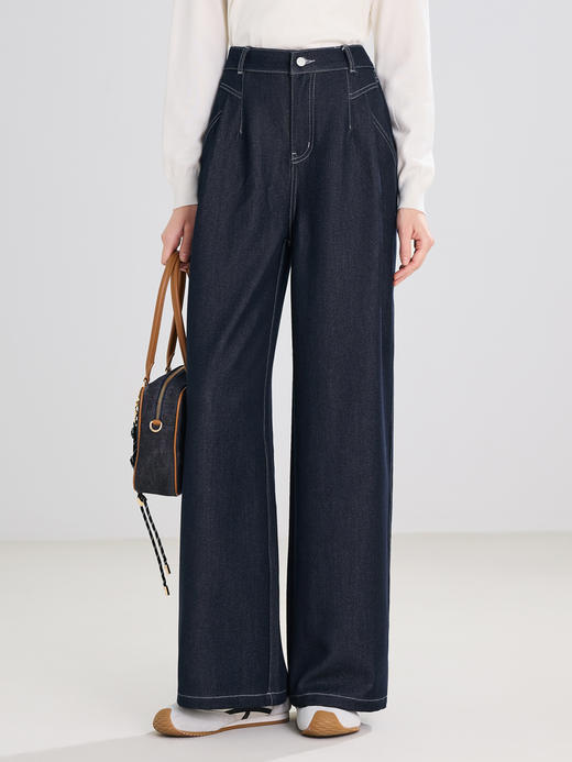 【百图lulu定制】【瀑布牛仔裤】 垂感 宽松 显瘦牛仔裤 阔腿裤 商品图0