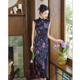 港风中式长款双层无袖旗袍，复古国风年轻少女日常旗袍GX-23109