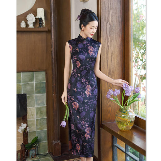 港风中式长款双层无袖旗袍，复古国风年轻少女日常旗袍GX-23109 商品图0