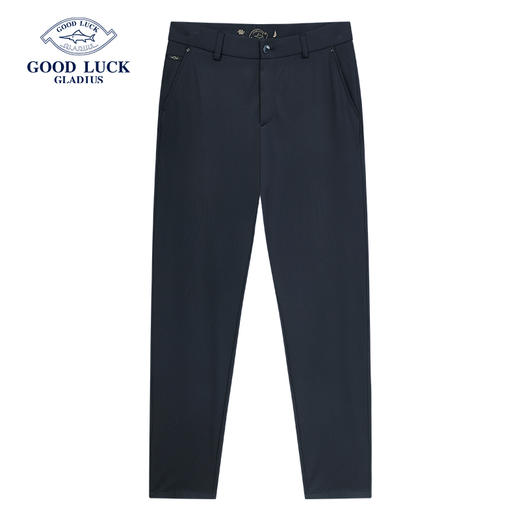 德鲨春季新款针织长裤男时尚深蓝色直筒裤子男装休闲裤 商品图0