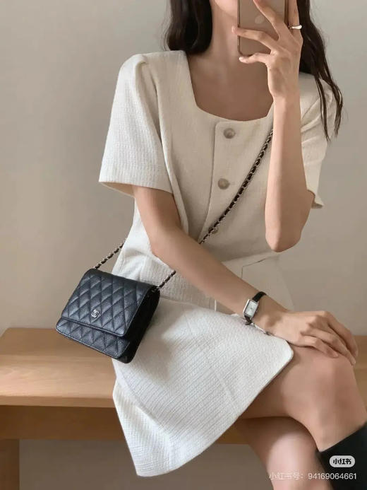 Chanel woc 黑银 荔枝纹牛皮 斜挎包 商品图3