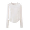 【休闲百搭】鱼骨长袖t恤女打底衫早春小个子内搭收腰显瘦短款上衣设计感ins潮。rg 商品缩略图4