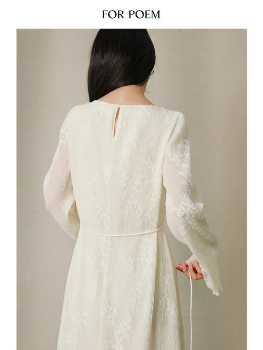 ForPoem 26/SS 原创设计通勤系列压褶刺绣花直筒连衣裙长裙 商品图4