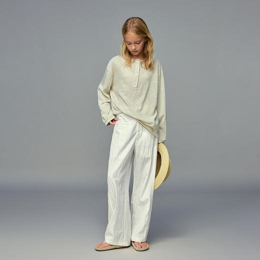 💕春3童装白字皱感弯刀休闲裤 商品图3