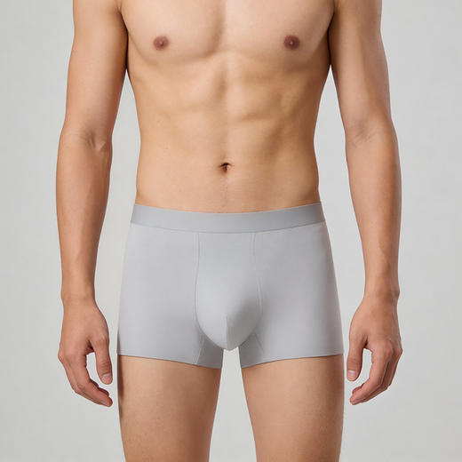 官网399！爱家珠光莫代尔冰丝无痕男士内裤平角裤 四角短裤棉质立体葫芦裆三条装内裤 商品图4
