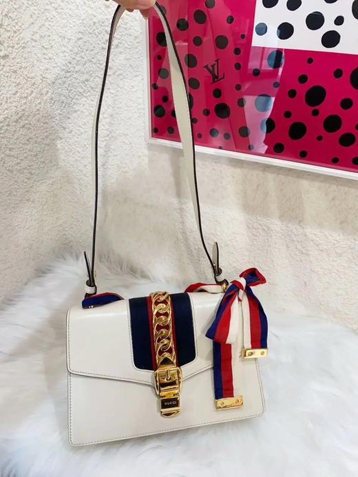 Gucci 塞尔维亚 白色 box牛皮 中号 丝巾包 商品图0