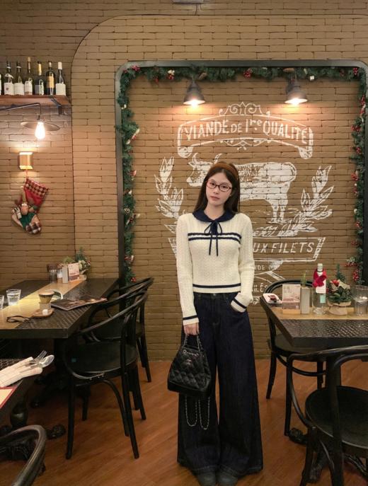 <曾小咸推荐>2.26现货秒杀 ！微信超特价！韩系杏色娃娃领短款针织衫 日常219.99 立减130 秒杀89.99！ 商品图6