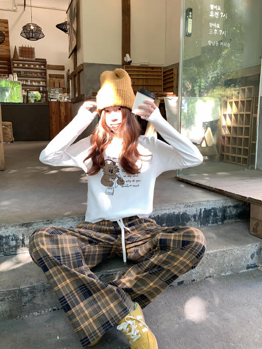 <曾小咸推荐>2.26现货秒杀 ！微信超特价！韩系字母小狗印花白色长袖t恤 日常129.99 立减70 秒杀59.99！ 商品图8