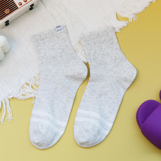 【2双装】【6双6折】女士夏季网面中筒袜春夏薄袜布标简约女袜舒适透气【2612211】 商品图1