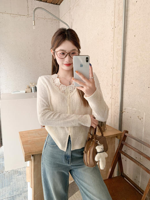 <曾小咸推荐>2.26现货秒杀 ！微信超特价！韩系镂空米白色v领针织衫 日常169.99 立减90 秒杀79.99！ 商品图11