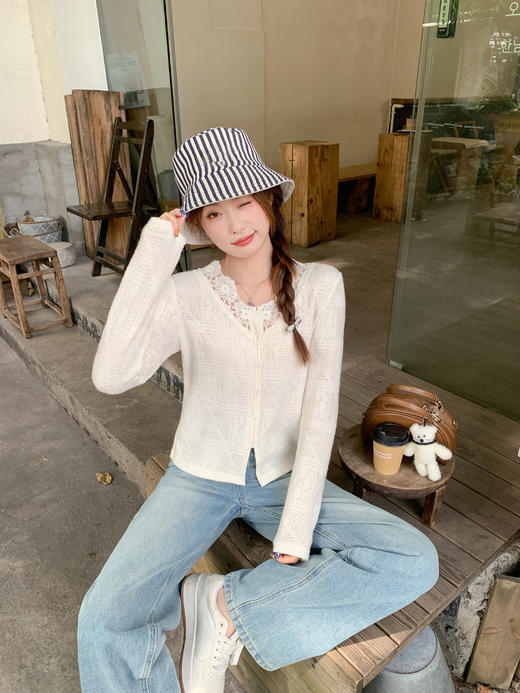 <曾小咸推荐>2.26现货秒杀 ！微信超特价！韩系镂空米白色v领针织衫 日常169.99 立减90 秒杀79.99！ 商品图9