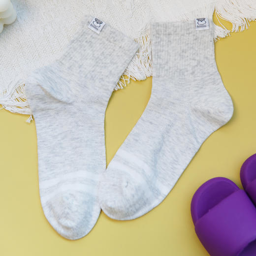 【2双装】【6双6折】女士夏季网面中筒袜春夏薄袜布标简约女袜舒适透气【2612211】 商品图0