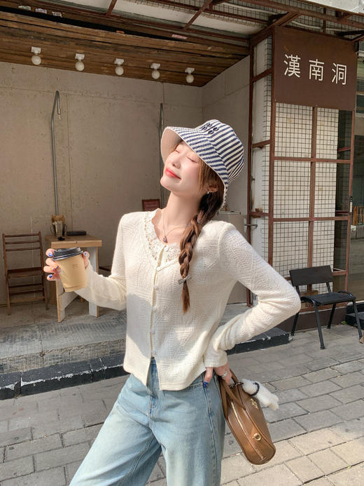 <曾小咸推荐>2.26现货秒杀 ！微信超特价！韩系镂空米白色v领针织衫 日常169.99 立减90 秒杀79.99！ 商品图13