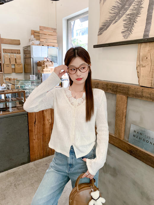 <曾小咸推荐>2.26现货秒杀 ！微信超特价！韩系镂空米白色v领针织衫 日常169.99 立减90 秒杀79.99！ 商品图8