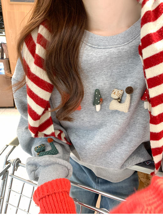 <曾小咸推荐>2.27现货秒杀 ！微信超特价！韩系灰色无帽加绒卫衣 日常209.99 立减120 秒杀89.99！ 商品图9