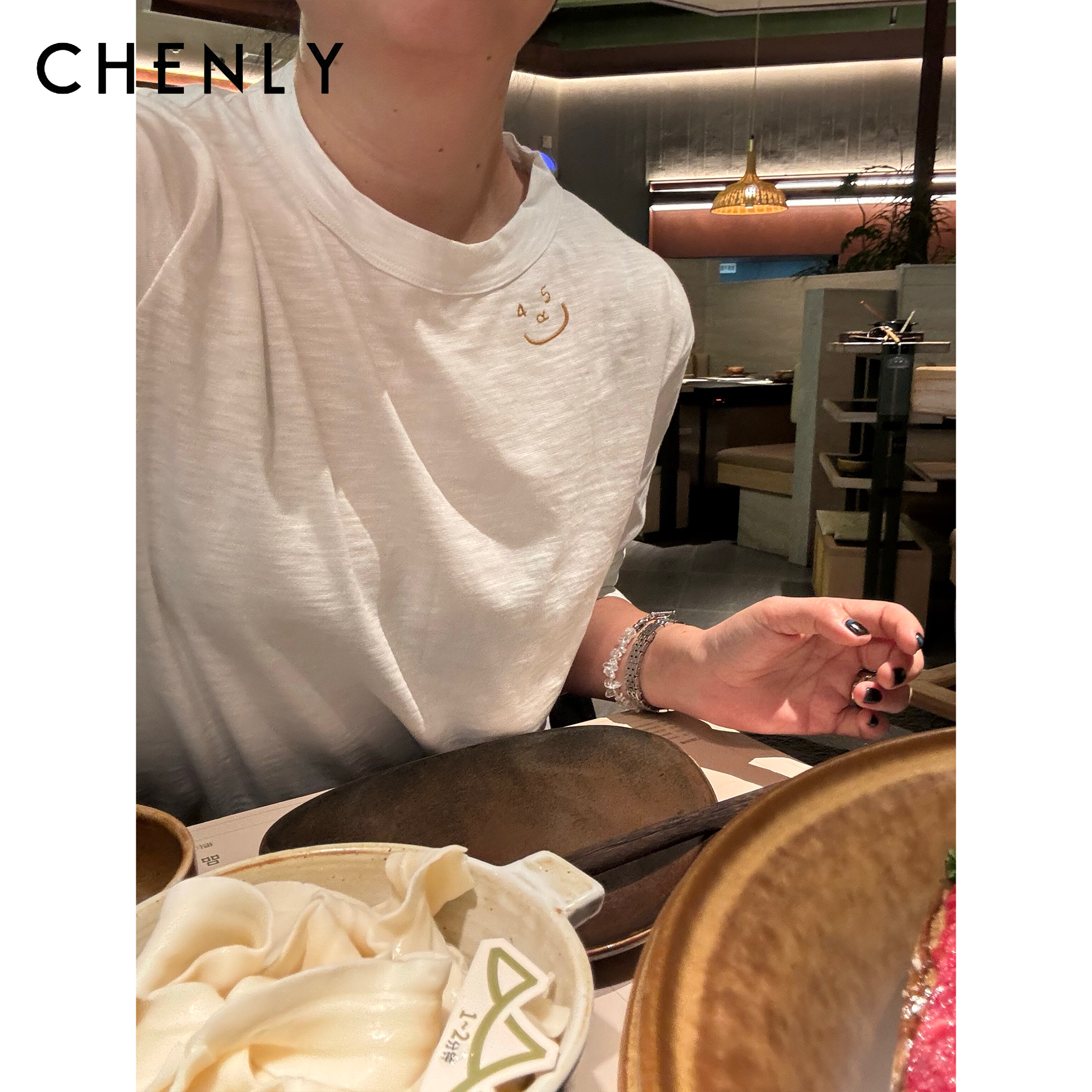 尘衣｜26SS笑脸刺绣竹节纯棉长袖