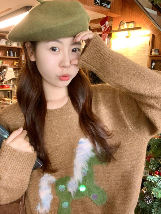 <曾小咸推荐>2.27现货秒杀 ！微信超特价！韩系植绒复古咖色毛衣 日常219.99 立减130 秒杀89.99！ 商品图9