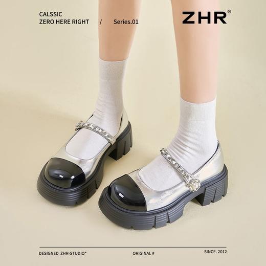 ZHR则则高跟玛丽珍鞋女2026新款春黑白银色法式乐福鞋厚底小皮鞋 商品图9