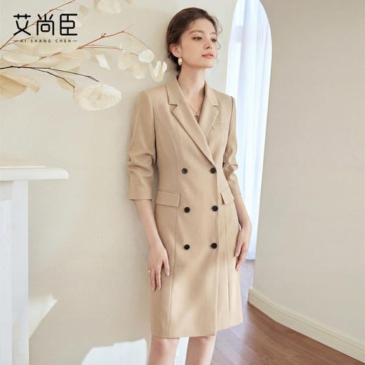 艾尚臣轻熟风西装领连衣裙女主持人上台裙子职场高级感显瘦中长款 商品图1