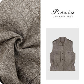 PanYiXiu/潘依绣100%亚麻工装风单排扣抽绳收腰立领马甲W-63401