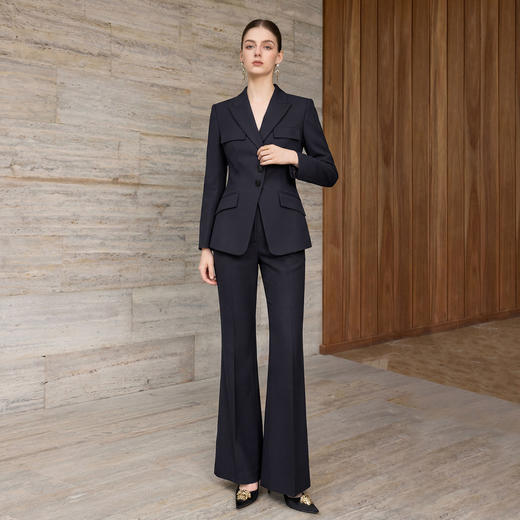 艾尚臣商务风职业装女新款藏青色西装优雅气质高级感西服两件套春 商品图3
