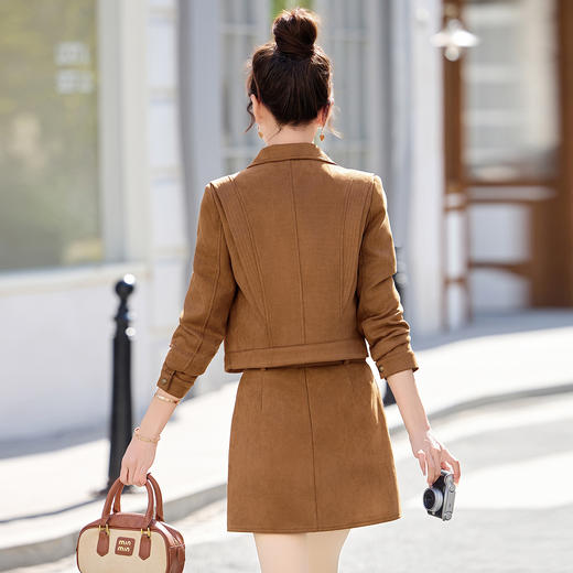 知性风外衣外套2026春季新款女装时尚短款小个子麂皮绒上衣WAY1605 商品图2