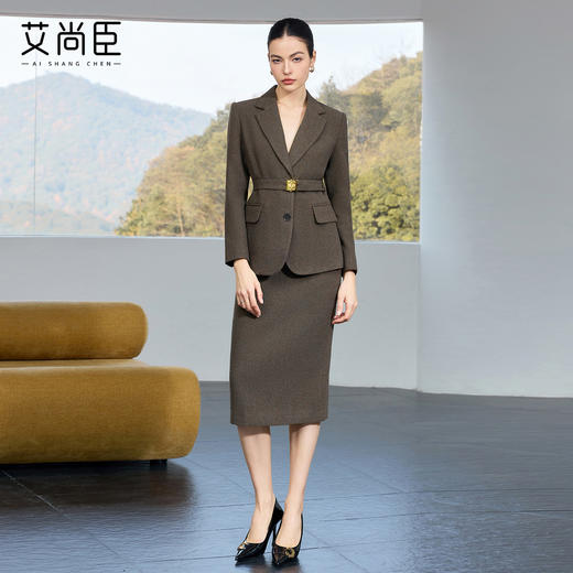 艾尚臣商务风显白提气色通勤战衣女羊毛西装套装女秋冬性感职业装 商品图2