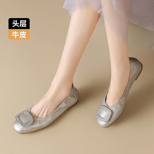 ZHR则则头层牛皮真皮平底软底单鞋2025新款百搭气质女鞋一脚蹬女 商品图8