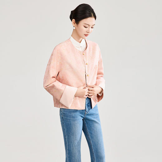 「高货wl」全新升级【铂金会员404/天猫549/差价145】(11957)洛诗琳新中式晕染银丝提花锦缎外套2026春季国风短外套 商品图0