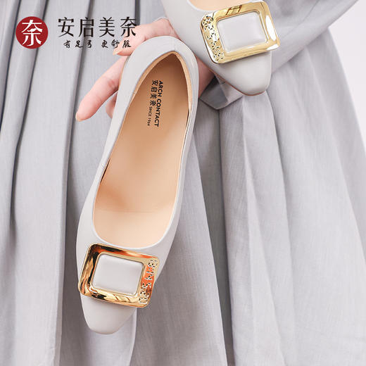 ARCHCONTACT安启美奈方头金属扣方根单鞋52807-1 商品图3