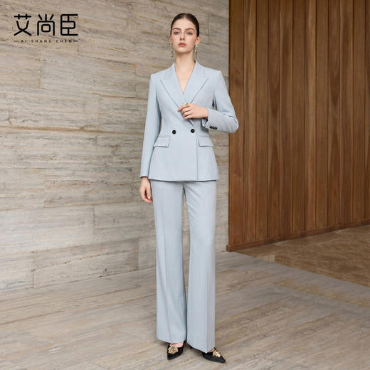 艾尚臣蓝色西装套装女2026春季商务风职业装两件套通勤高级感西服 商品图3