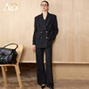 AD气质老钱风黑色双排扣西装套装女职业装阔形商务正装长裤2026春 商品缩略图0