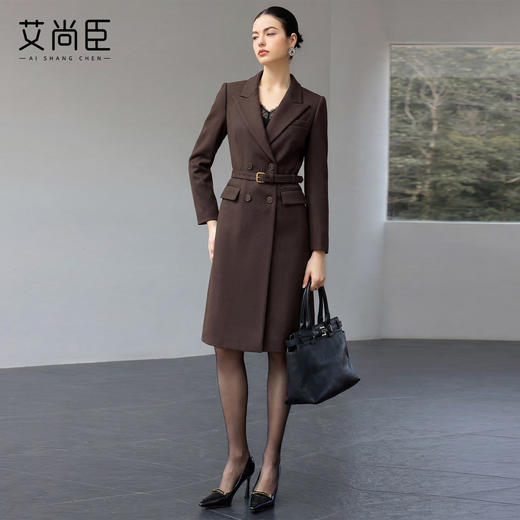 中长款大衣外套两穿高级感复古西装连衣裙女收腰显瘦气质通勤羊毛 商品图1